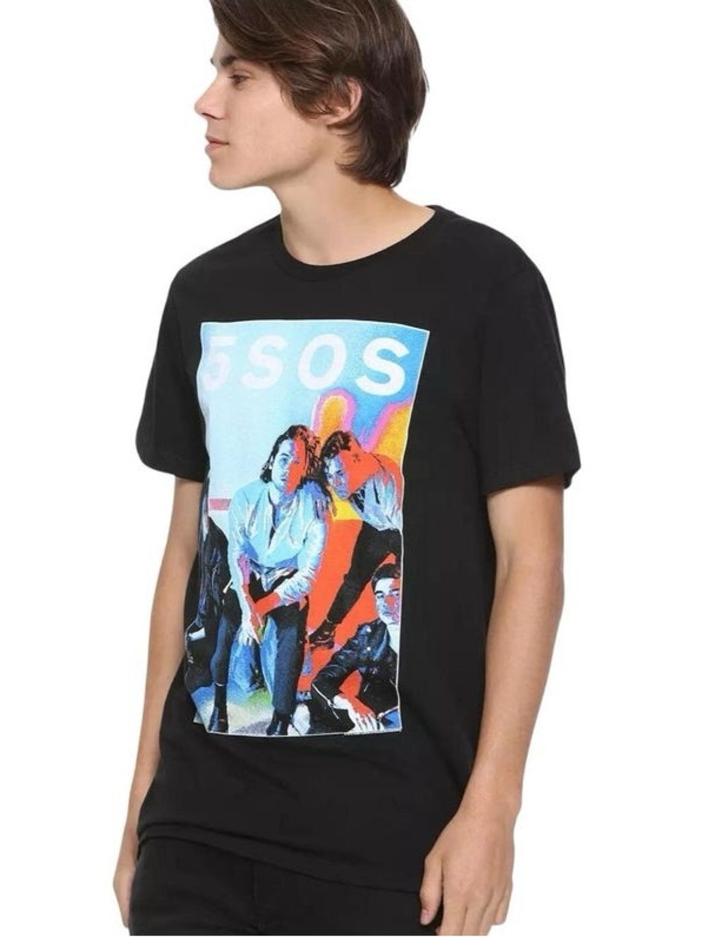 5 Seconds of Summer 5SOS Graphic Band Tee Black Short Sleeve Shirt Size S